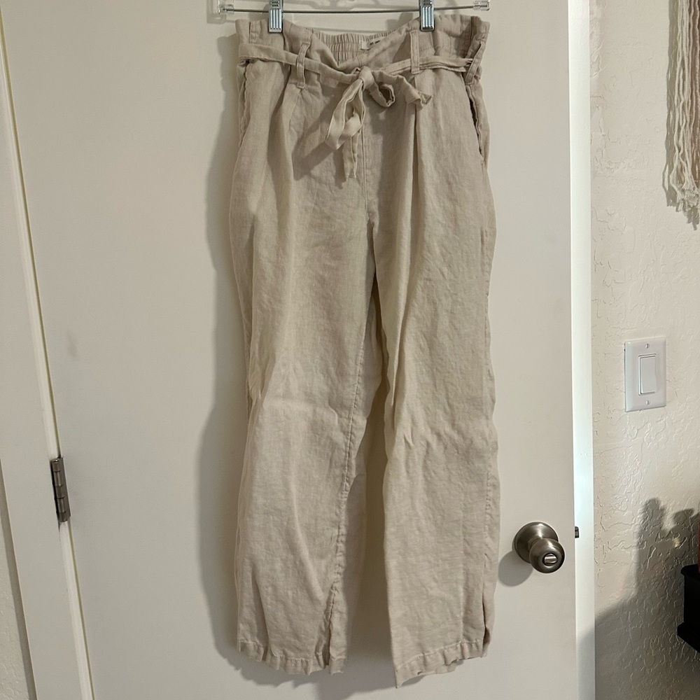 Beige 100% Linen Pants